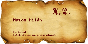 Matos Milán névjegykártya